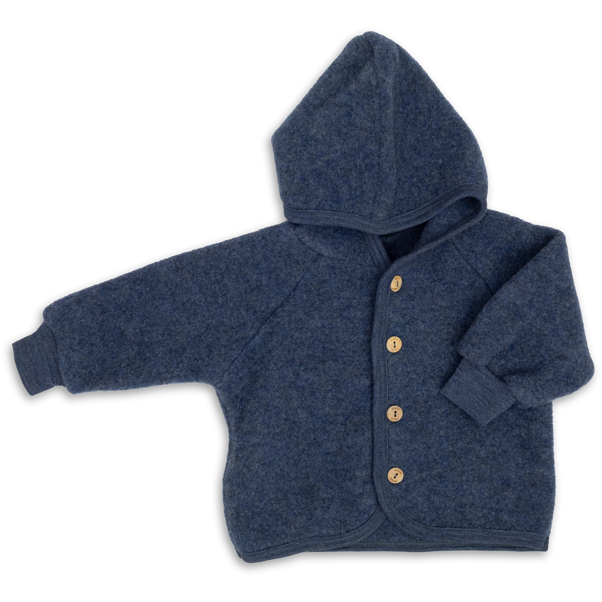 Engel Kapuzenjacke mit Holzknöpfen - IVN BEST - blau melange