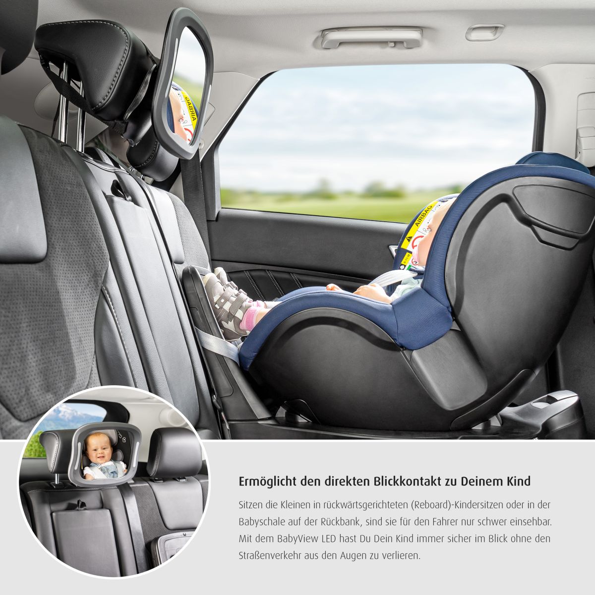 reer BabyView LED Auto-Sicherheitsspiegel mit Licht