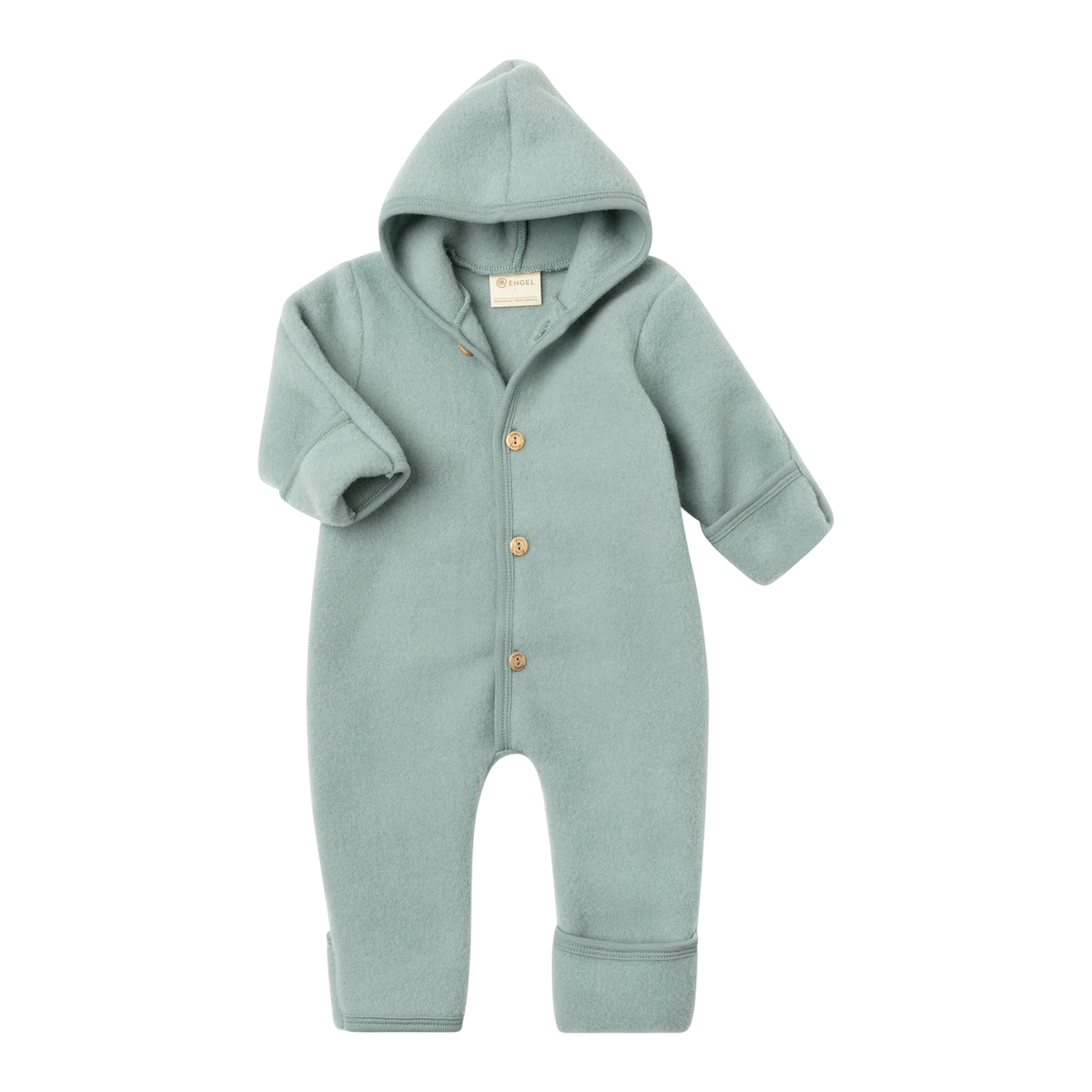 Engel Baby-Kapuzenoverall mit Knöpfen - IVN BEST - bergblau melange