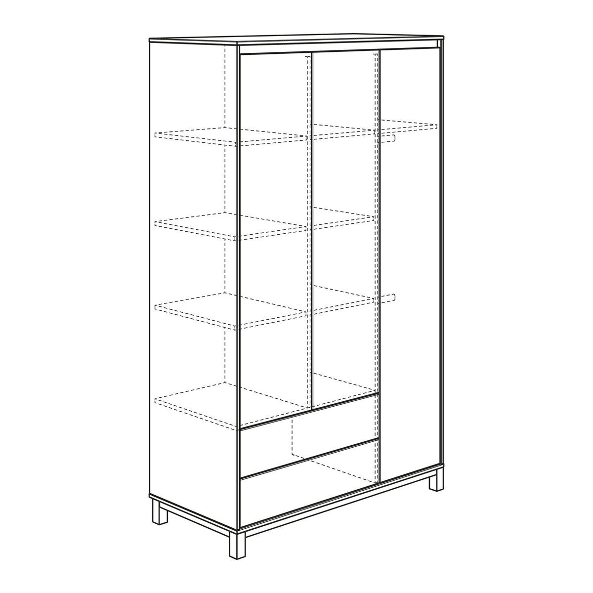 Paidi OLLI Kleiderschrank - 3Türen 2S Kreideweiß